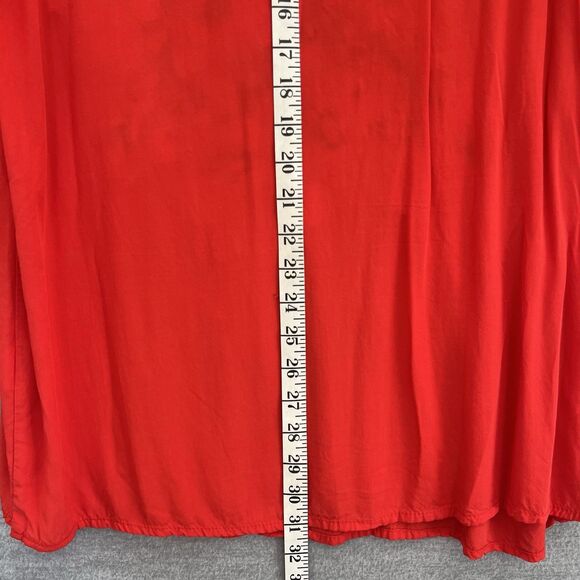 Luna Moon Embroidered Tunic Top Size M Boho Vibrant Red Orange Gypsy Festival - Picture 14 of 15